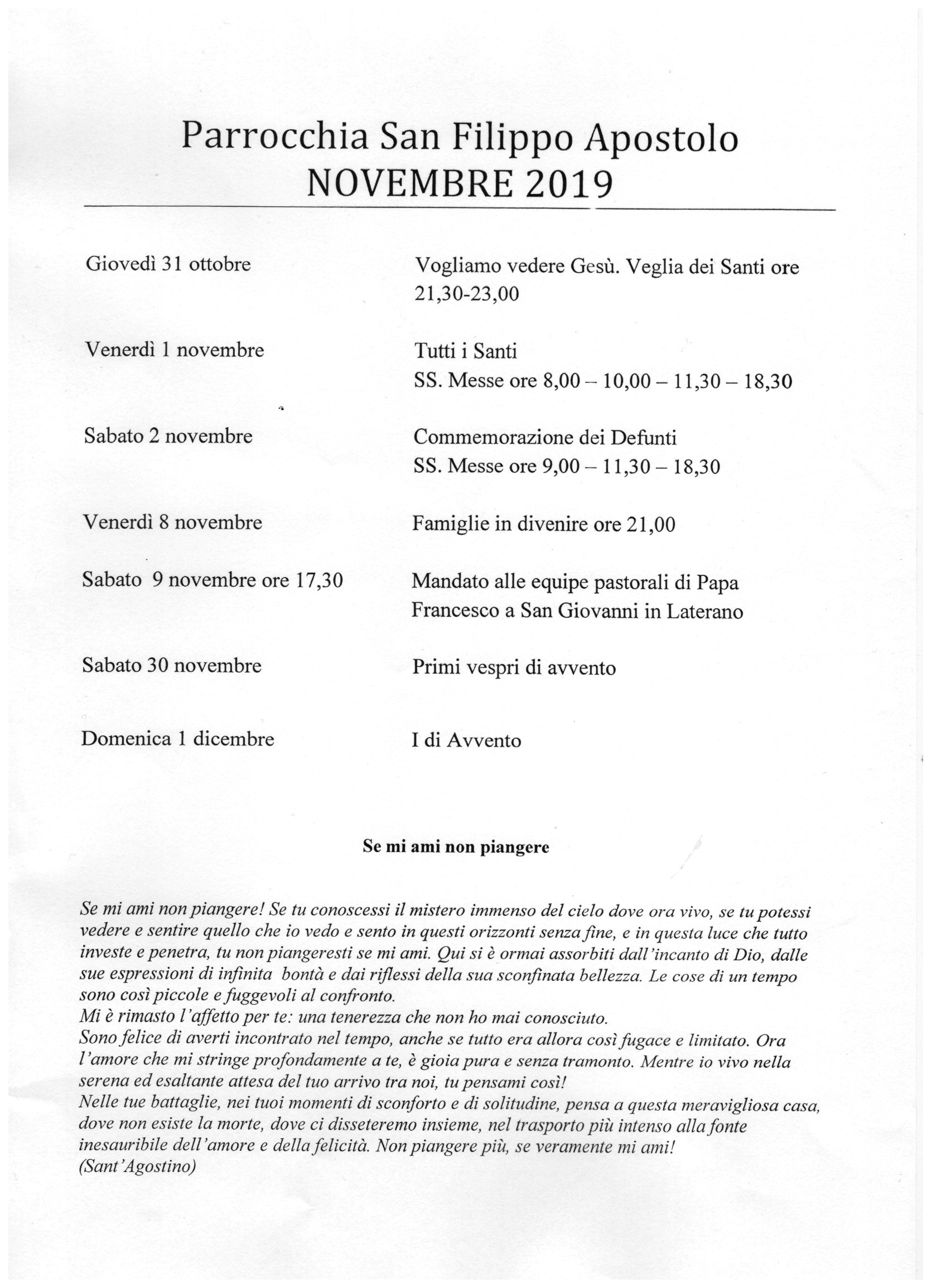 Programma Attività Novembre 2019